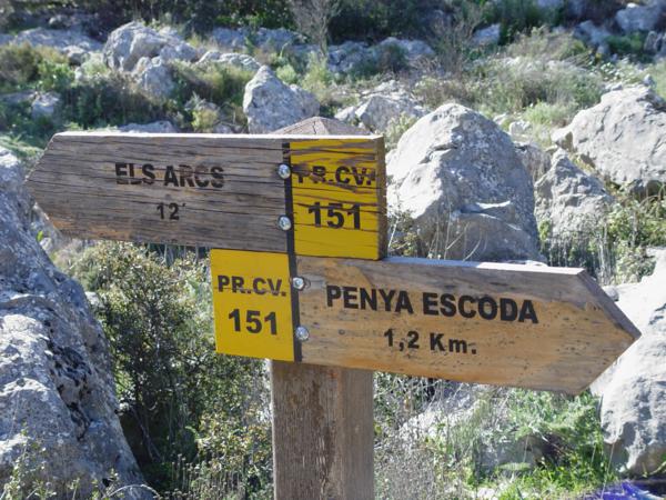Señal de cruce de caminos Els Arcs y Penya Escoda_600x450