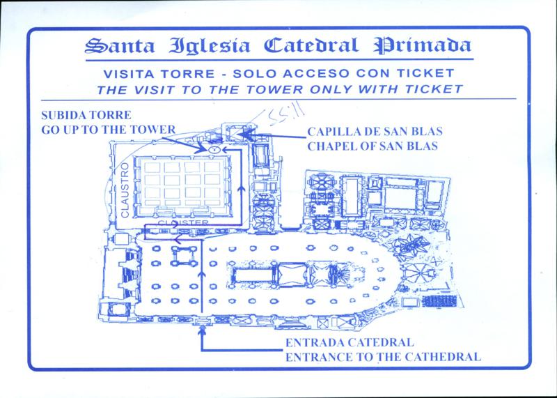 Plano de localización de subida a la torre de la Catedral de Toledo