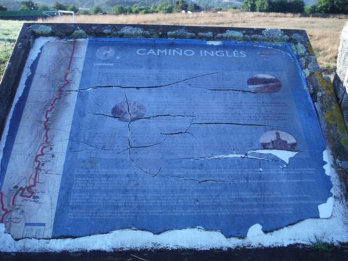 Cartel del Camino de Santiago Inglés en Limiñón. De Betanzos a Hospital de Bruma